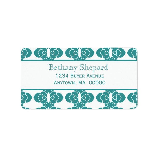 Art Deco Damask Address Label Adressaufkleber (Vorne)