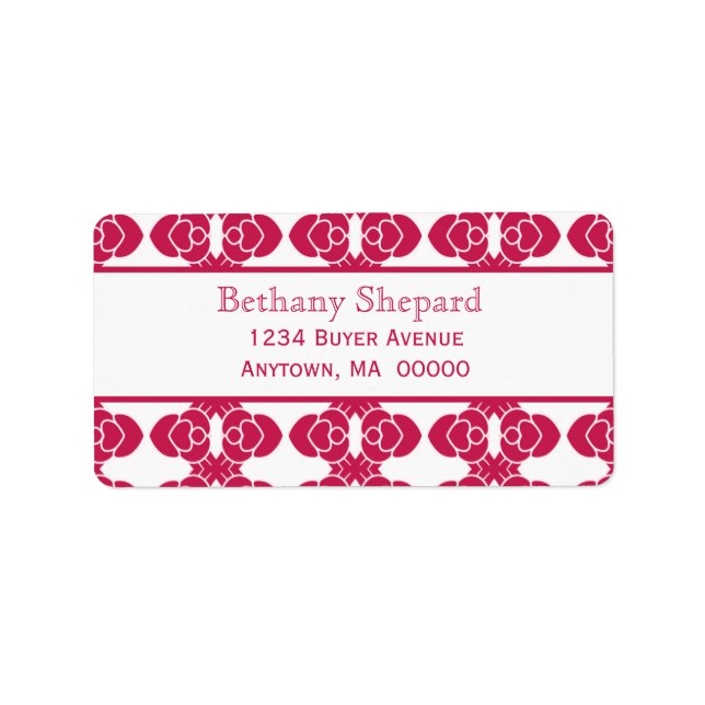 Art Deco Damask Address Label Adressaufkleber (Vorne)