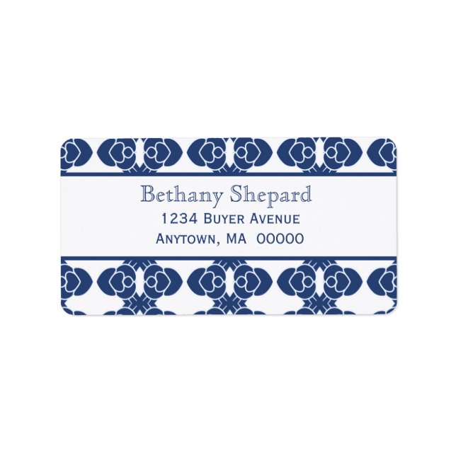Art Deco Damask Address Label Adressaufkleber (Vorne)