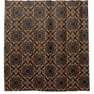 Art Deco Damask Gold & Black Dusche Bath Vorhänge