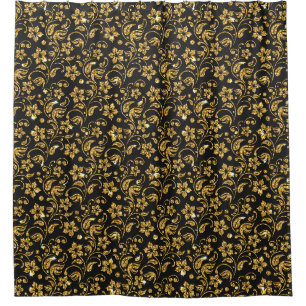 Art Deco Damask Gold & Black Dusche Bath Vorhänge