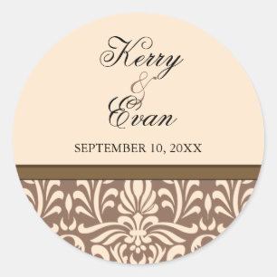 Art Deco Damask Wedding Sticker