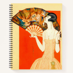 Art Deco Dame mit Fächer Notizbuch