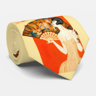 Art Deco Dame mit Fächerdruck Krawatte