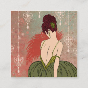Art Deco Dame mit Juwelen - BIANCA: Antiker Herbst Quadratische Visitenkarte