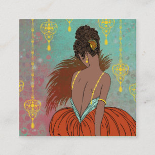 Art Deco Dame mit Juwelen - BIANCA: Vintage Sommer Quadratische Visitenkarte