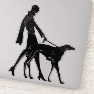 Art Deco Dame und Borzoi Stanzfolie Vinyl Aufklebe Aufkleber