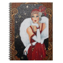 Art Deco Dame Vintage Fell Spiral Foto Notizbuch