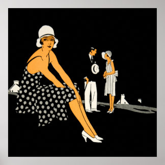 Art Deco Damenschuhe Punkte Schwarz Poster