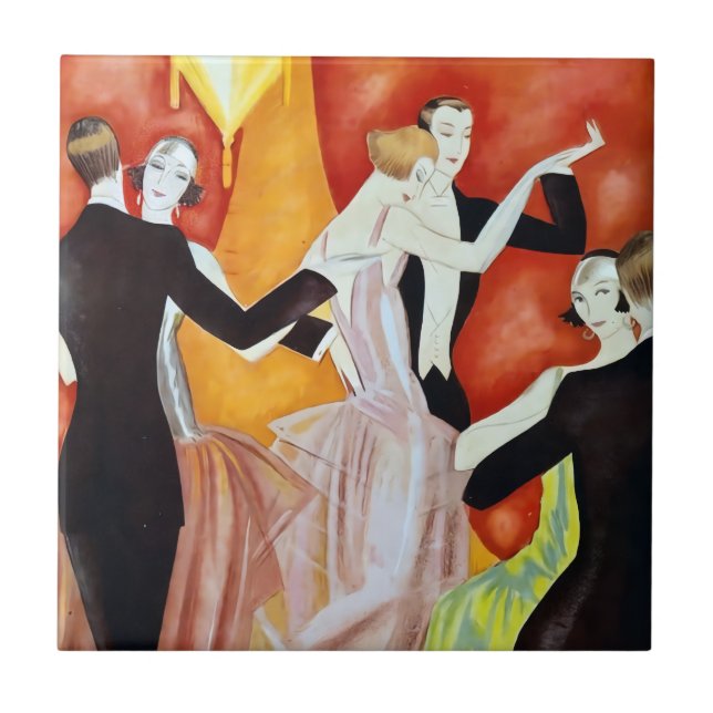 Art Deco Dancing Couples 1920s Ballroom  Fliese (Vorderseite)