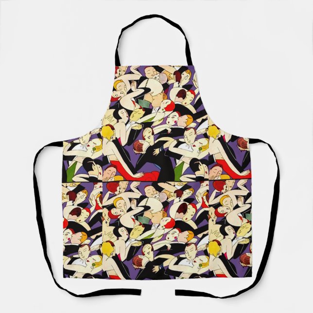 Art Deco Dancing Couples Pattern | 1920s Jazz Age  Schürze (Vorderseite)