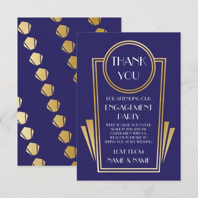 Art Deco Danke für die Hochzeitskarten der 20er Ve Einladung (Vorne/Hinten)