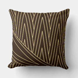 Art Deco Dark Brown und Gold Throw Kissen