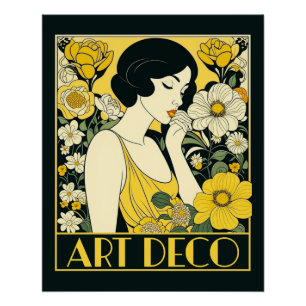 Art Deco Day Woman & Blume Poster