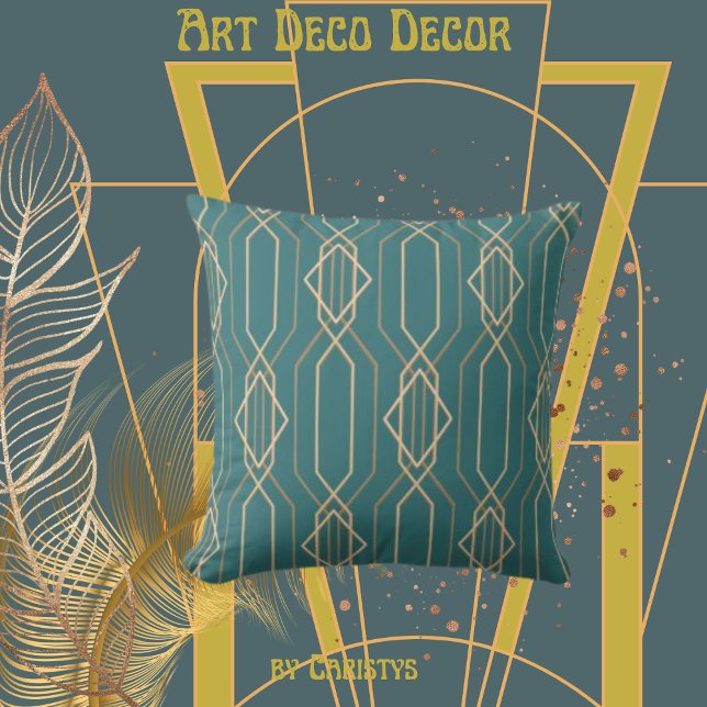 Art Deco Deep Blue/Green mit Gold Kissen (Von Creator hochgeladen)
