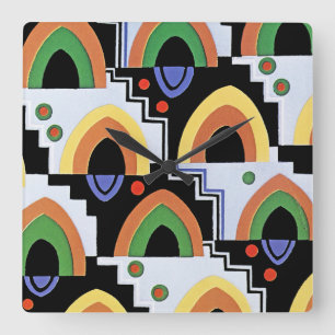 Art Deco Design #4 in Emporio Moffa Quadratische Wanduhr