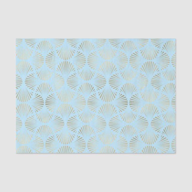 Art-Deco-Design, Aquamarin-Gold-Muster Seidenpapier (Vorderseite)
