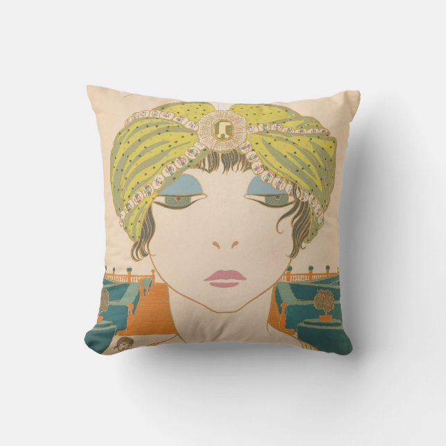 Art Deco Design Cotton Throw Kissen Flapper (Vorderseite)