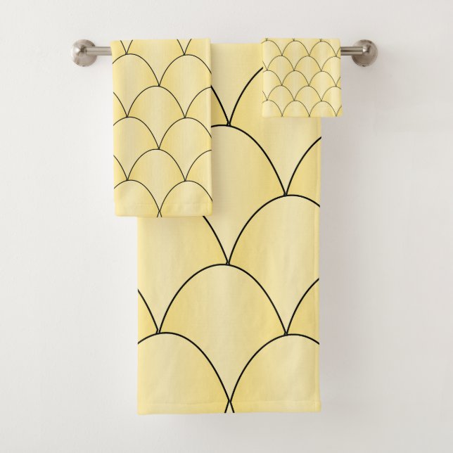 Art Deco Design Gelb Badhandtuch Set (Insitu)