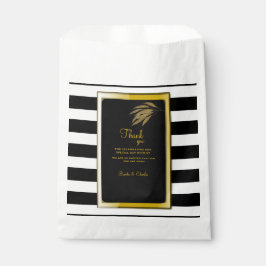 Art Deco Design Gold Rose Blätter Schwarze Streife Geschenktütchen