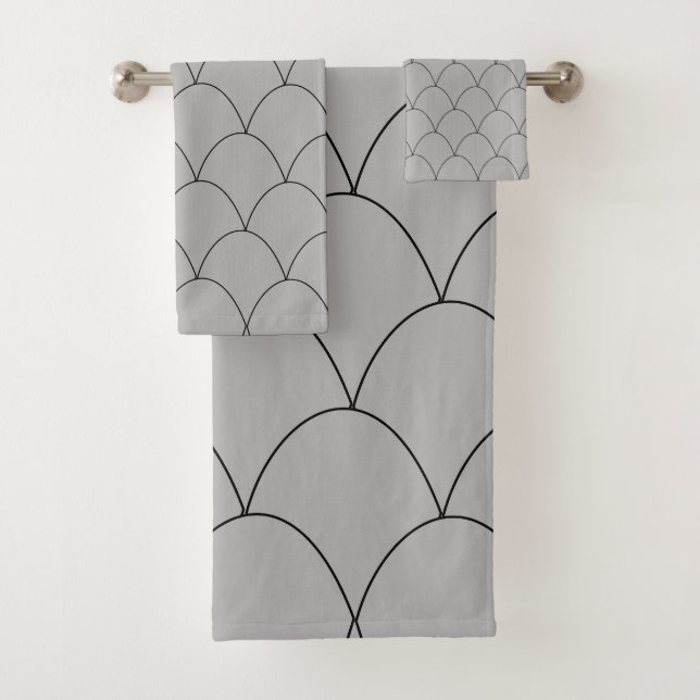 Art Deco Design Grey Badhandtuch Set (Insitu)