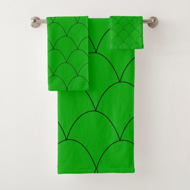 Art Deco Design Grün Badhandtuch Set (Insitu)