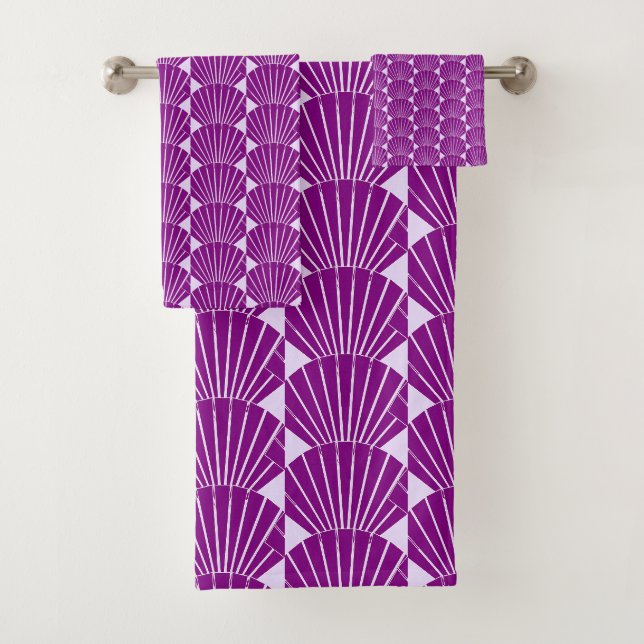 Art Deco Design Lila Badhandtuch Set (Insitu)