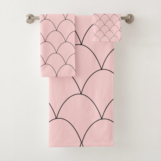 Art Deco Design Pink Badhandtuch Set (Insitu)