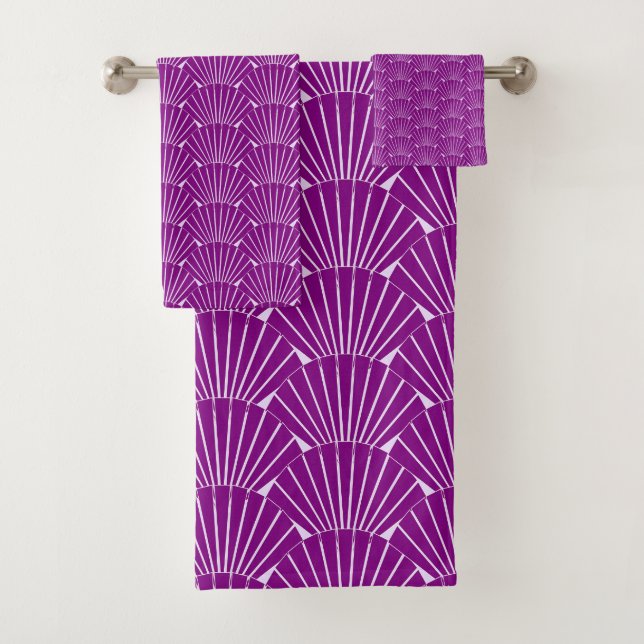 Art Deco Design Purple Badhandtuch Set (Insitu)