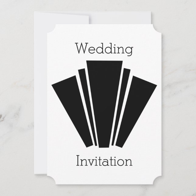 Art Deco Design Schwarz-Weiß Hochzeit Einladung (Vorderseite)