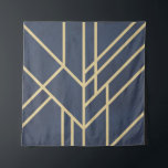 Art-Deco-Design Wandteppich<br><div class="desc">Abstraktes geometrisches Design im Art-Déco-Stil mit goldgelben Linien auf marineblau grunem Hintergrund</div>