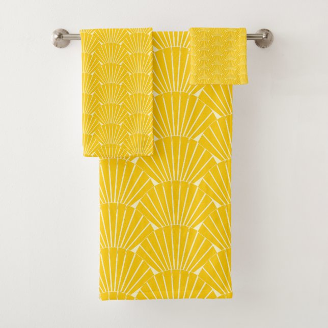 Art Deco Design Yellow Badhandtuch Set (Insitu)