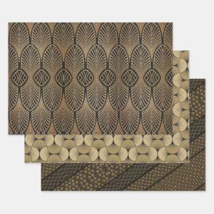 Art-Deco-Designs auf 3 Blättern 3 Geschenkartikel Geschenkpapier Set
