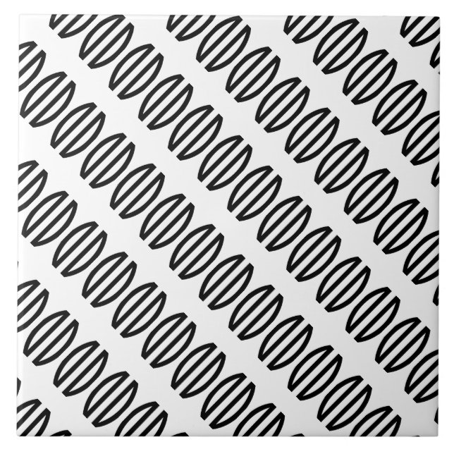 Art Deco Diagonal Muster in Schwarz/Weiß Fliese (Vorderseite)