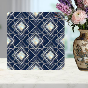 Art Deco Diamant Geometrisch Silber Navy Einlage Fliese
