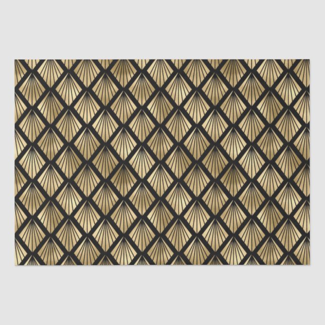 Art Deco Diamantfächer-Musterdesign Seidenpapier (Vorderseite)