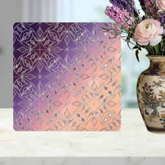Art Deco Diamantmuster Lila Pfirsich Ombre  Fliese