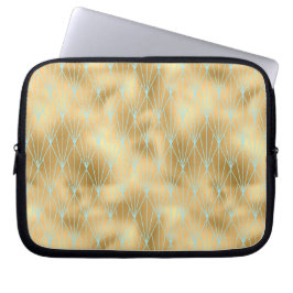 Art Deco Diamond Muster 2, Gold & Aquamarin Laptopschutzhülle