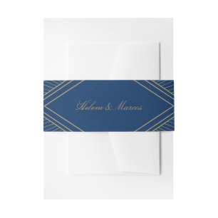 Art Deco Diamond Navy Blue and Gold Wedding Einladungsbanderole