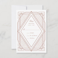 Art Deco Diamond White and Rose Gold Wedding