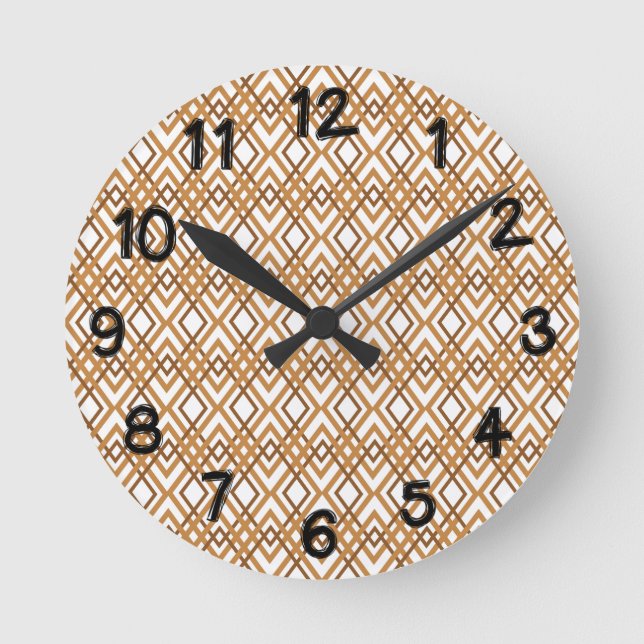 Art Deco Diamonds Runde Wanduhr (Vorderseite)