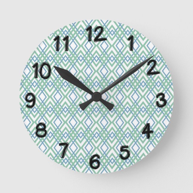 Art Deco Diamonds Runde Wanduhr (Vorderseite)