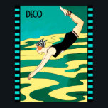 Art Deco Diver (Social Magazine Cover) Poster<br><div class="desc">If you choose to download, Your local Walgreen store makes board posters of your download into different sizes and in various textures at a very good price. Sometimes with a discount. A tip from my US friend. For UK see "Digital Printing" online. This image is a vintage image taken from...</div>