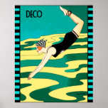 Art Deco Diver (Social Magazine Cover) Poster<br><div class="desc">If you choose to download, Your local Walgreen store makes board posters of your download into different sizes and in various textures at a very good price. Sometimes with a discount. A tip from my US friend. For UK see "Digital Printing" online. This image is a vintage image taken from...</div>