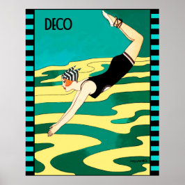 Art Deco Diver (Social Magazine Cover) Poster