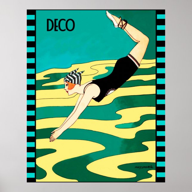 Art Deco Diver (Social Magazine Cover) Poster (Vorne)