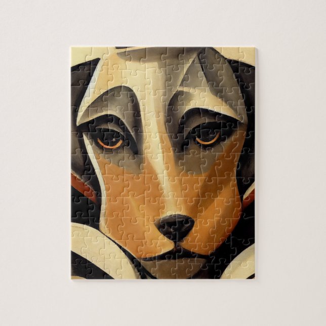 Art Deco Dog Face Puzzle (Vertikal)
