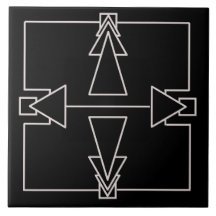 Art Deco Doppelarrow Tile Silver und Black