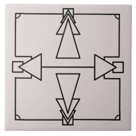 Art Deco Double Arrow auf Black und Silver Tile Fliese