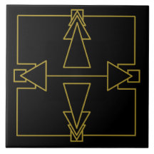 Art Deco Double Arrow Tile Gold und Black